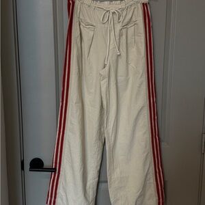 Free People oversized Wide-Leg Track Pants with Red Side Stripes - XS